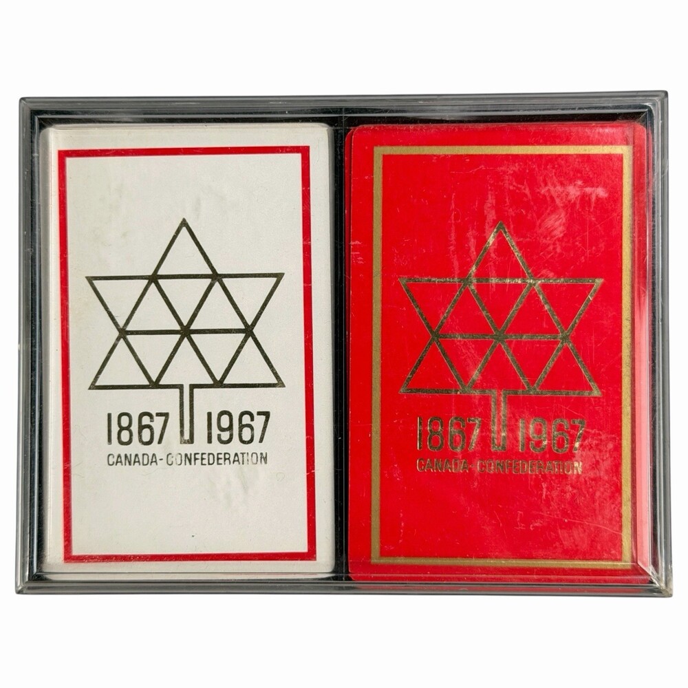 Canada Centennial Confederation Playing Cards 2 Deck Collector Set Red White VTG